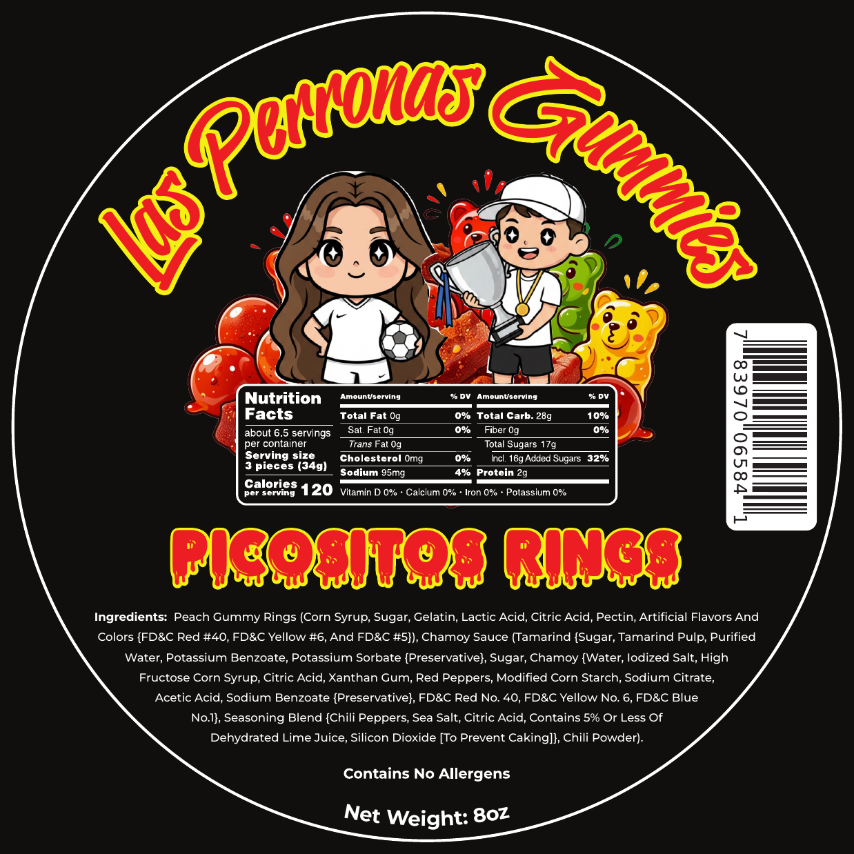Picositos Rings — Peach rings with a chamoy twist